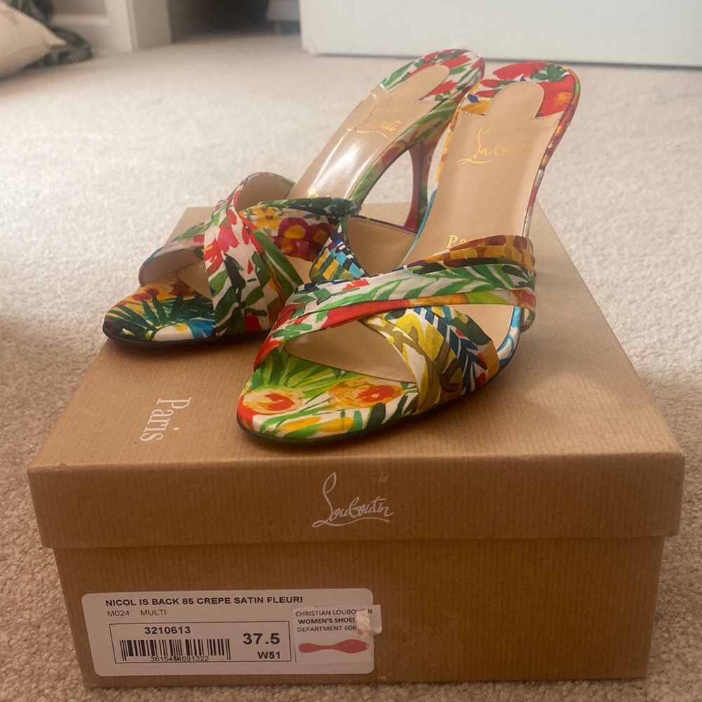 BNWT Nicol Is Back 85mm Crepe Satin Fleuri Sz 37.5